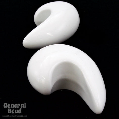45mm White Comma (2 Pcs) #4625-General Bead
