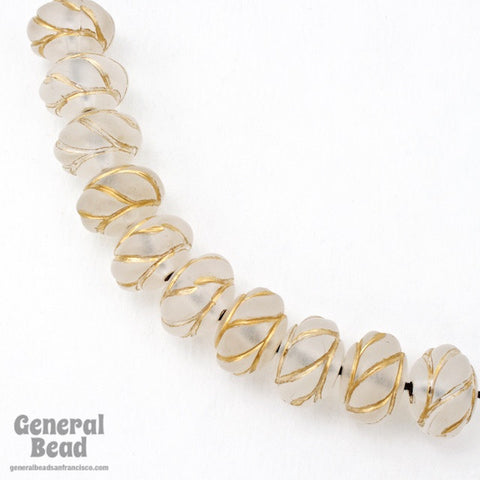 18mm Frosted Crystal and Gold Rondelle-General Bead