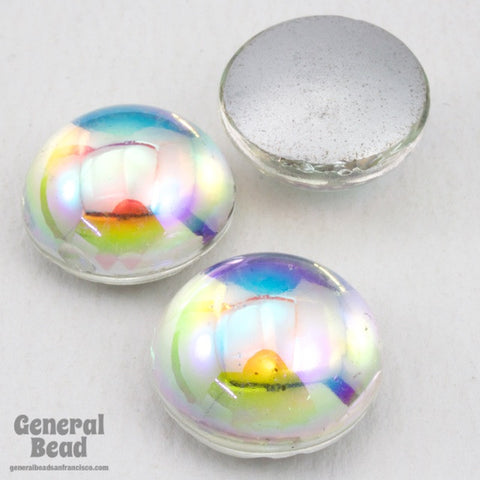 15mm Crystal AB Glass Cabochon (6 Pcs) #4842-General Bead