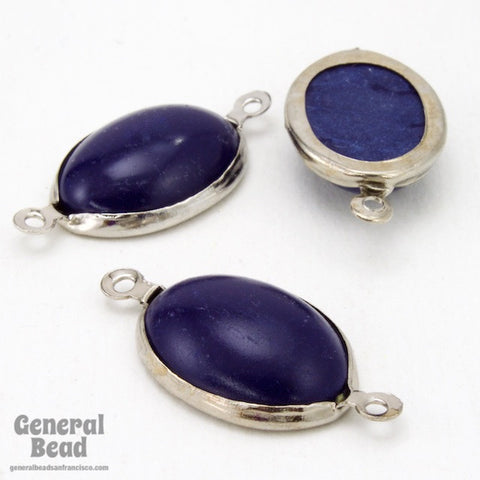 18mm Navy and Silver Oval Connector-General Bead