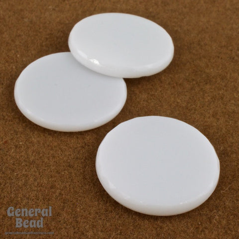 18mm White Round Flat Cabochon #4949-General Bead