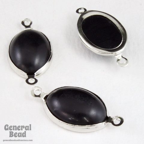 18mm Black and Silver Oval Connector-General Bead