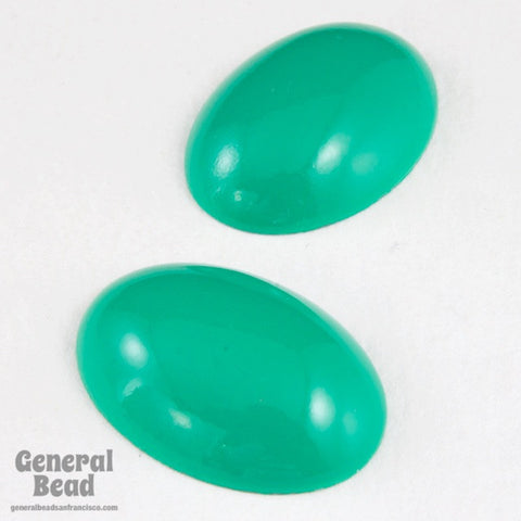 18mm x 25mm Green Oval Cabochon-General Bead