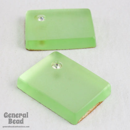 10mm x 15mm Mint Frosted Rectangle with Rhinestone (4 Pcs) #4986-General Bead