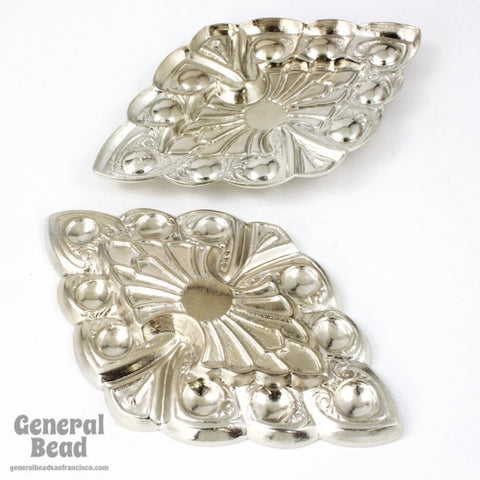 40mm x 70mm Silver Diamond Plaque (2 Pcs) #5096-General Bead