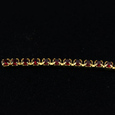Rhinestone Chain 14pp Garnet/Gold-General Bead