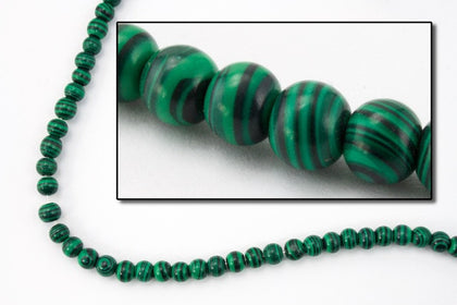 16" 5mm Synthetic Malachite Round Bead Strand #SP62-General Bead