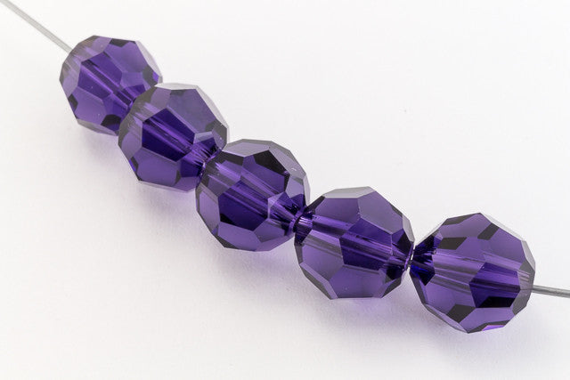 Lot De 5 Perles Facettes Cristal Bohème Violet 12mm - PURPLE VELVET, Neuves