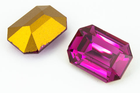 Vintage Swarovski 4600 13mm x 18mm Fuchsia Faceted Rectangle-General Bead