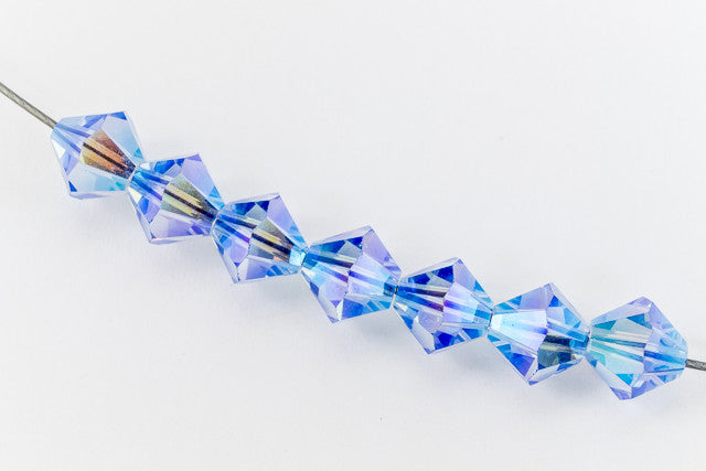 Swarovski 5301/5328 Light Sapphire AB 2X Bicone (4mm, 6mm