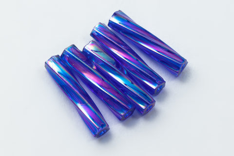 Size 4 Transparent Cobalt AB Miyuki Twist Bugle (12 Gm, 125 Gm, 250 Gm) #TBA021-General Bead