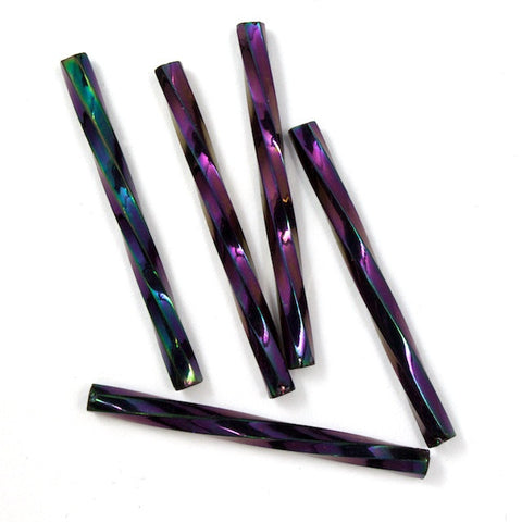 30mm Purple Iris Twist Bugle (10 Gm, 40 Gm, 1/2 Kilo) #TBF007-General Bead