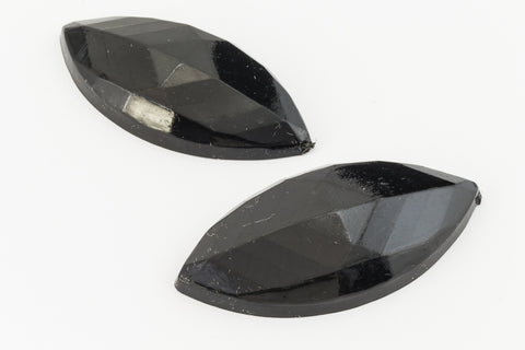 22mm x 30mm Black Faceted Navette (2 Pcs) #UP474-General Bead