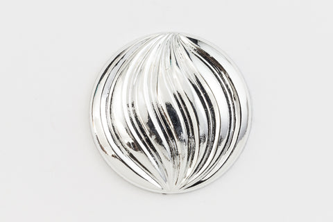 30mm Ribbed Silver Low Dome Cabochon #UP537-General Bead