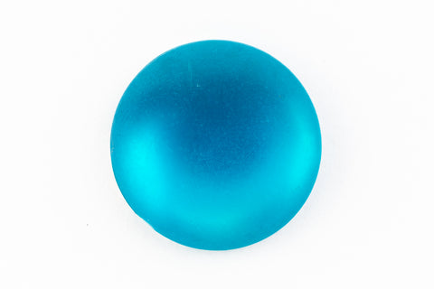 15mm Round Frosted Aqua Cabochon (2 Pcs) #UP700-General Bead