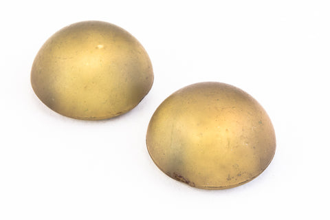 15mm Round Frosted Dark Yellow Cabochon (2 Pcs) #UP726-General Bead
