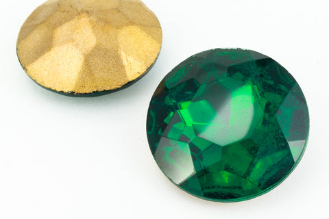25mm Emerald Faceted Point Back Cabochon #XGP006-A-General Bead
