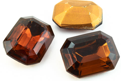 13mm x 18mm Dark Topaz Faceted Octagon Point Back Cabochon #XGP020-J-General Bead