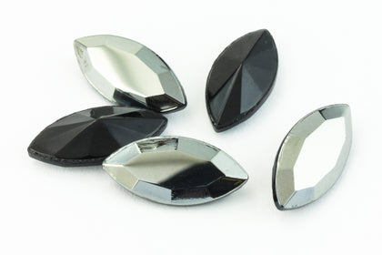 7mm x 15mm Hematite Faceted Navette Point Back Cabochon (2 Pcs) #XGP026-I-General Bead