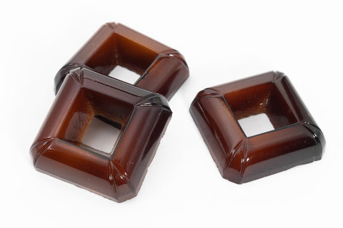 Vintage 22mm Dark Amber Open Square Cabochon #XS2-G