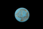 Vintage 14mm Baby Blue/Gold Chick Cabochon #XS22-F-2
