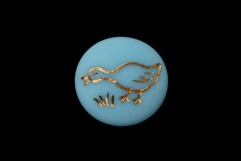 Vintage 14mm Baby Blue/Gold Duck Cabochon #XS22-F-3