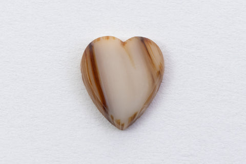 Vintage 8mm x 9mm Beige Marbled Heart Cabochon #XS42-D