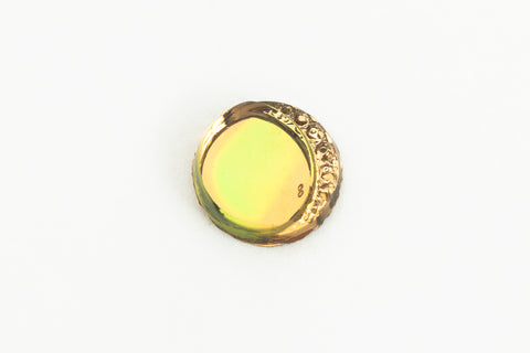 Vintage 8mm Light Green Round Mirror With Beaded Edge #XS52-D