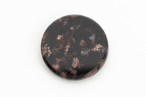 Vintage 12mm Copper Flecked Black Round Cabochon #XS53-B