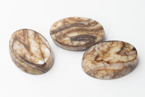 Vintage 12mm x 16.5mm Brown/Cream Marble Oval Cabochon #XS65-C-2