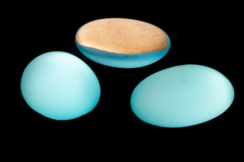 Vintage 15mm x 21mm Frosted Aqua Oval Cabochon #XS67-C