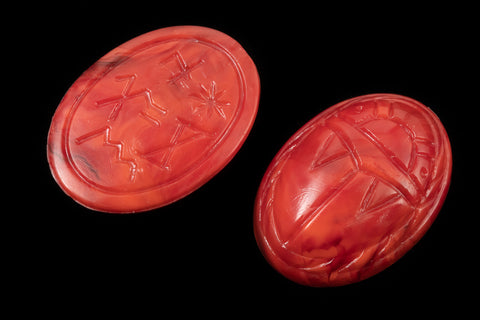 Vintage 13mm x 18mm Coral Red Scarab Cabochon #XS79-G