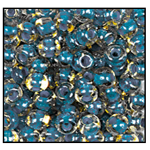 11022- Blue Lined Topaz Czech Seed Beads