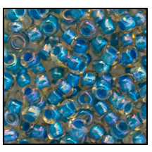 14023- Blue Lined Beige Iris Czech Seed Beads