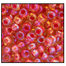 14029- Red Lined Beige Iris Czech Seed Beads
