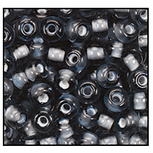45016- White Lined Smoke Gray Czech Seed Beads