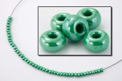 17356- Opaque Luster Pea Green Czech Seed Beads