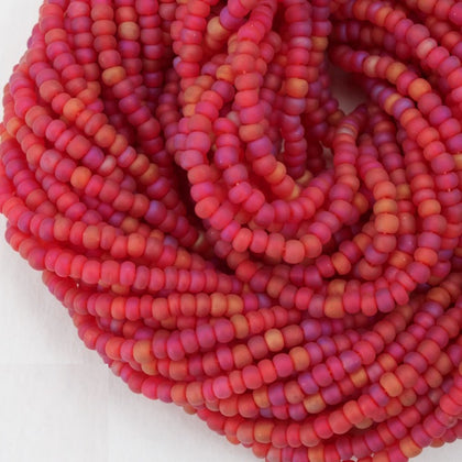91090M- Matte Ruby AB Czech Seed Beads
