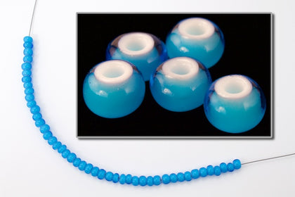 63715- White Heart Turquoise Czech Seed Beads