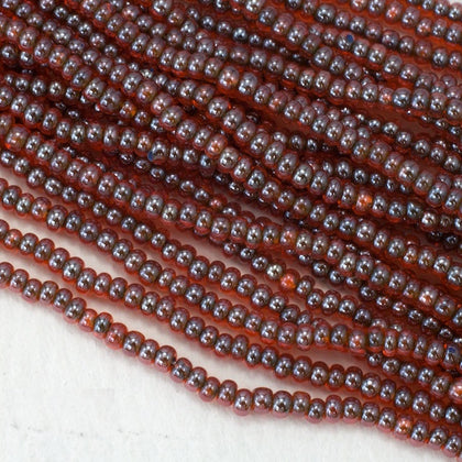 91033- Black Lined Dark Orange Czech Seed Beads