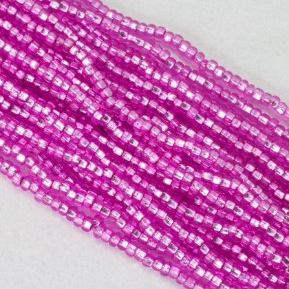 08277- Silver Lined Dyed Fuchsia Czech Seed Beads