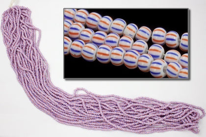 03931- Opaque Red/White/Blue Stripe Czech Seed Bead