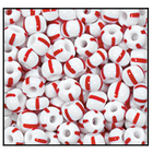 32/0 Opaque White/Red Stripe Czech Seed Bead (1/4 Kilo) Preciosa #03890