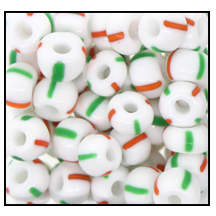 32/0 Opaque White/Orange/Green Stripe Czech Seed Bead (1/4 Kilo) Preciosa #03950