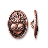 19mm Antique Copper TierraCast Sacred Heart Button (20 Pcs) #94-6609