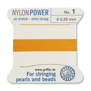Amber Griffin Nylon Size 1 Needle End Bead Cord (40 Pcs) #BCNAM01G