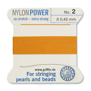 Amber Griffin Nylon Size 2 Needle End Bead Cord (40 Pcs) #BCNAM02G