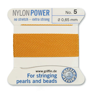 Amber Griffin Nylon Size 5 Needle End Bead Cord (40 Pcs) #BCNAM05G