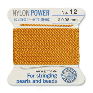 Amber Griffin Nylon Size 12 Needle End Bead Cord (40 Pcs) #BCNAM12G