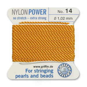 Amber Griffin Nylon Size 14 Needle End Bead Cord (40 Pcs) #BCNAM14G